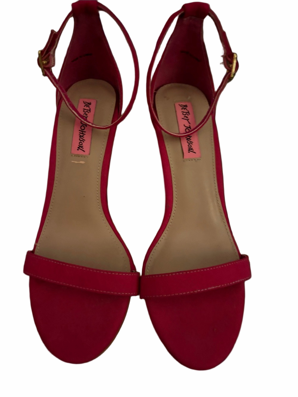Betsy Johnson Gwynn Fuchsia pink ankle strap heeled stiletto heeled sandal 7.